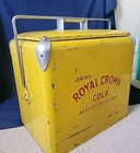 Vintage 1950s Royal Crown Cola Soda Metal Cooler Chest Embossed Letters W Tray  