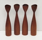 4 Vintage   Mid Century   Danish Modern   9 Inch   Teak Candle Holders   Denmark