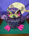 Handmade Crocheted Great Horned Owl Purple Pink Green Stuffed Animal Plushie