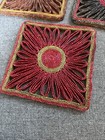 3 Mcm Starburst Woven Raffia Trivet Hot Pads Boho Wicker Square