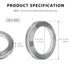 4 Pcs Hub Centric Rings  54 Id To 73 Od Wheel Center Bore Id 54 1-od 73 1 Mm