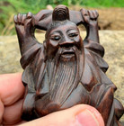 Antique Oriental Asian Japanese Chinese Carved Wooden Wood Glass Eyes Figure