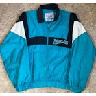 Vtg Starter Marlins Jacket Mens Xl Teal Black White Windbreaker Baseball Mlb