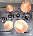 Vtg West Bend Copper Color Aluminum Canister Set Of 4 Mcm Black Lids Clean