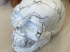 4  Natural White Howlite Carved Crystal Skull Realistic Crystal Healing  5060