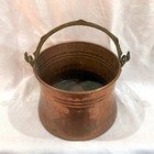 Vintage Copper   Brass Pail W  Handle Planter Pot Cauldron Decor 7 1 8  Diam