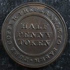 Ns-21a1 Halfpenny Token 1813 Canada Nova Scotia Ship Breton 965