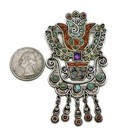 Matl Matilde Poulat   Salas Mexican Jeweled Sterling Silver Pin 3 1 8 