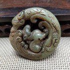 Chinese Jade collectibles  Manual Sculpture the Ancient Jade Statue Pendanth604