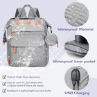 Joyce Diaper Bag Backpack Grey Changing Station 19 Pockets Travel Baby Bag