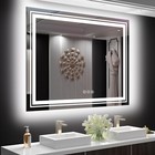 Lighted Bathroom Mirror Wall Mount Square Shower Vanity Mirror 3 Colors Dimmable