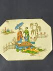 Vintage Daher Tin Box Asian Motif 5 5 X 3 5  England Hinged Lid Made In England