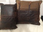 Croscill Pillow Vegan Leather Toggle Button Chenille 20  X 20  And Lumbar
