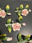 Vintage German Porcelain Pink Rose Place Card Holders Set 11 Hand Painted