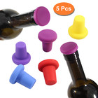  Silicone Wine Stoppers  Bottle Stopper  Wine Bottle Cork  Set Of 5  colors 
