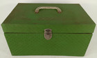 Vintage Mid Century Large Green Sewing Box   Supplies 9 x8 x14 5 