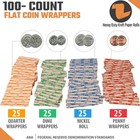 100 Assorted Flat Coin Wrappers-4 Coin Sorters Tubes-penny nickel dime quarter