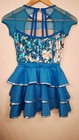 Girl   s Weissman Dance Costume Dress Size Lc Electric Blue Silver Sequins Tiered