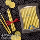 Dripless Chanukah Candles Standard Size - Metallic Gold Hanukkah Candles Fits   