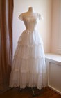 White Ivory Wedding Dresses With Short Sleeve Vintage Lace Polka Dot Bridal Gown