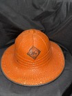 Vintage 30s  40s  50s Allis Chalmers Safari Style Farmer Straw Hat Orange W logo