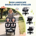 Lightweight Double Stroller Side By Side Foldable Compact Twin Travel Stroller