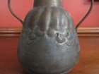 Art Nouveau Hand Crafted Copper Vase With Handles Great Patina 4 25  Tall