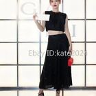 Womens Autumn Black Sequins Long Knitted Waist Skirt For Brunello Cucinelli