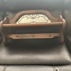 Vintage Farmhouse Cottage Wooden Wall Ornate Mirror With Shelf And 3 Metal Hooks
