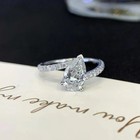 2 30ct Pear Cut Real Moissanite Solitaire Engagement Ring 14k White Gold Plated