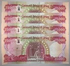 100 000 Iraq Dinar   4 X 25k Unc Banknotes   Coa   Authentic Iraq Currency