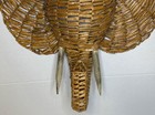 Vintage Mcm Large Handmade Wicker Rattan Elephant Head Mount Wall Hanging Decor