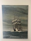 Vintage Ship Oil Painting   Marine  Nautical  Seascape