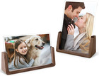 Picture Frame 2 Pack - Rustic Wooden Photo Frames With Walnut Wood Base And H   