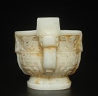 Old Chinese White Jade Statue Incense Burner W  Dragon