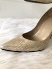 St John Vintage Shoes Women Size 8 Gold Leather Pumps Pointy Toe Heels