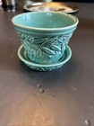 Vintage Mccoy Pottery Aqua Green Flower Pot  Leaves   Berries 3x4   