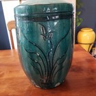Big Heavy Antique Chinese Turquoise Green Glaze Hunan Vase Earthware 13    Green