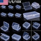 1-10x Mini Clear Plastic Small Box Hook Jewelry Earplugs Container Storage Case