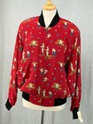 Nos Vtg Spencer Jeremy Baseball Print Bomber Jacket Zip Front Silk Size L
