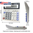 12-digit Desktop Calculator Dual Power Large Display Grey From Usa