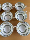 Mintons Helena Dark Green Footed Cups Lot Of 12 England Bone China No Saucers