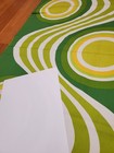 Awesome Rare Vintage Mid Century Retro 70s 60s Grn Wht Circle Waves Fabric  Look