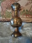 Vintage Copper And Brass Etched Floral Vase nice Patina 