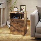 Nightstand Set Of 2 Side End Table 2 Drawers Bedside Cabinet W usb   Power Ports