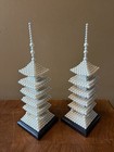 Pair Of Vintage Japanese Decorative Five-tiered Pagodas