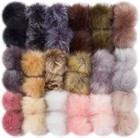 36 Pcs Faux Fur Pom Poms For Hats - Soft Pom Pom Fluffy Balls With Elastic Lo   