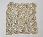 Antique Lace Ivory Silk Maltese Lace Handmade Bobbin Lace Doily Square 13cm