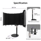 Microphone Isolation Shield  5 Panels Sound Proof Mic Shield With Mic Stand     