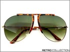 Classic Vintage Retro Style Sunglasses Lightweight Gold Metal Frame Green Lens